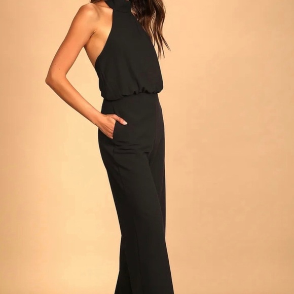 NWT Lulu’s Moment for Life Black Halter Jumpsuit - Picture 3 of 5